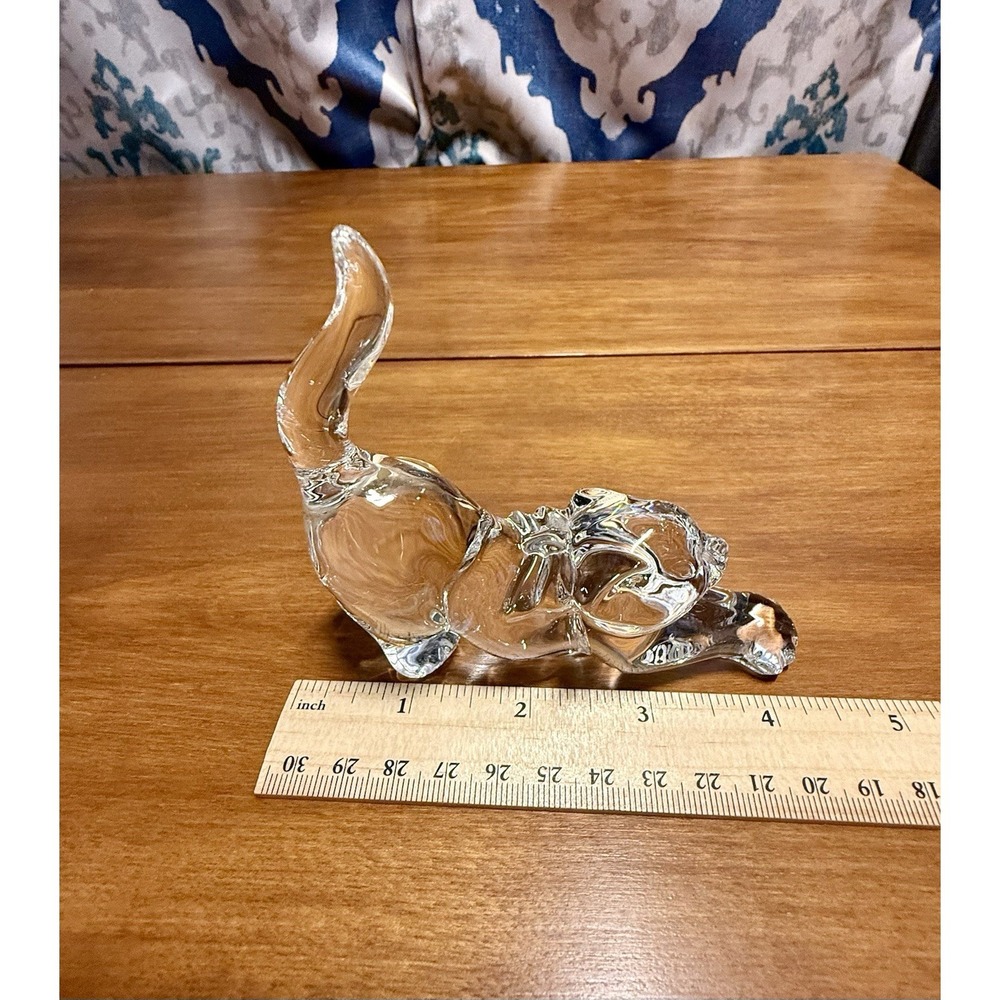 VTG Lenox Crystal /Glass Cat Miniature Figurine - 3.75" H With Sticker - Picture 10 of 10